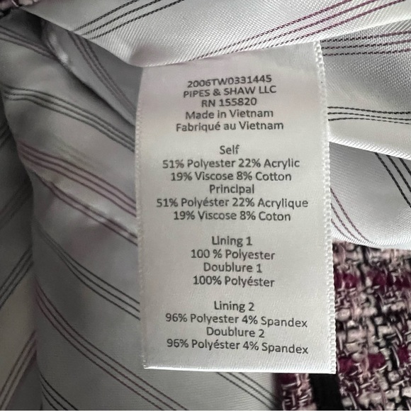 VERONICA BEARD | Theron Tweed Double Breasted Pink Purple Dickey Blazer Jacket 4 - Picture 15 of 15